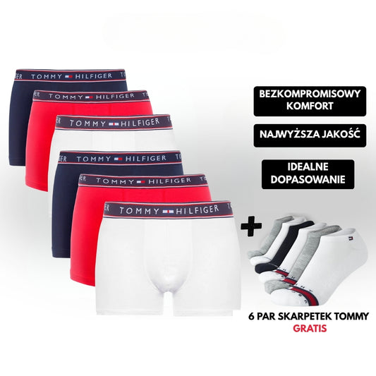 Zestaw 6 bokserek TH + 6 par skarpet Tommy GRATIS!